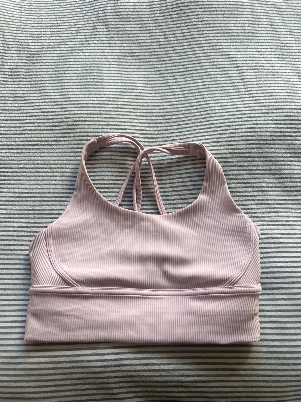 Lululemon Women’s Light Pink Ribbed Strappy Sports Bra